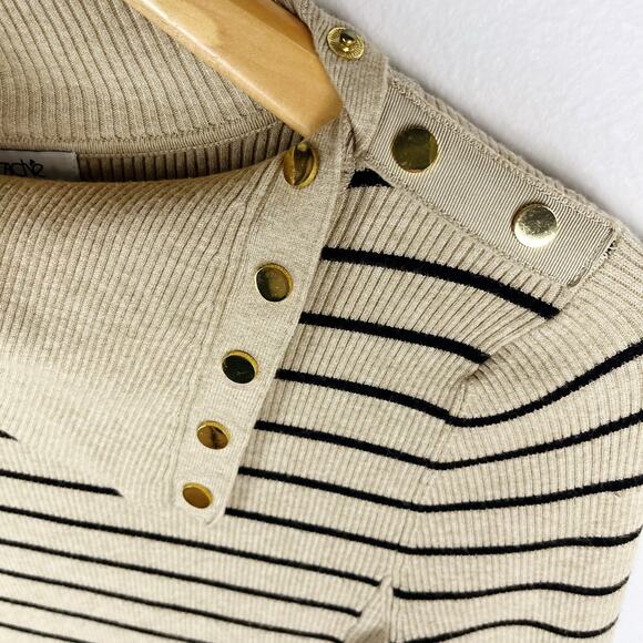 Cache Ribbed Stretch Cowl Neck Sweater Size Medium - Picture 7 of 10